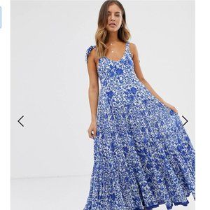 FREE PEOPLE Blue and White Floral Maxi Dress